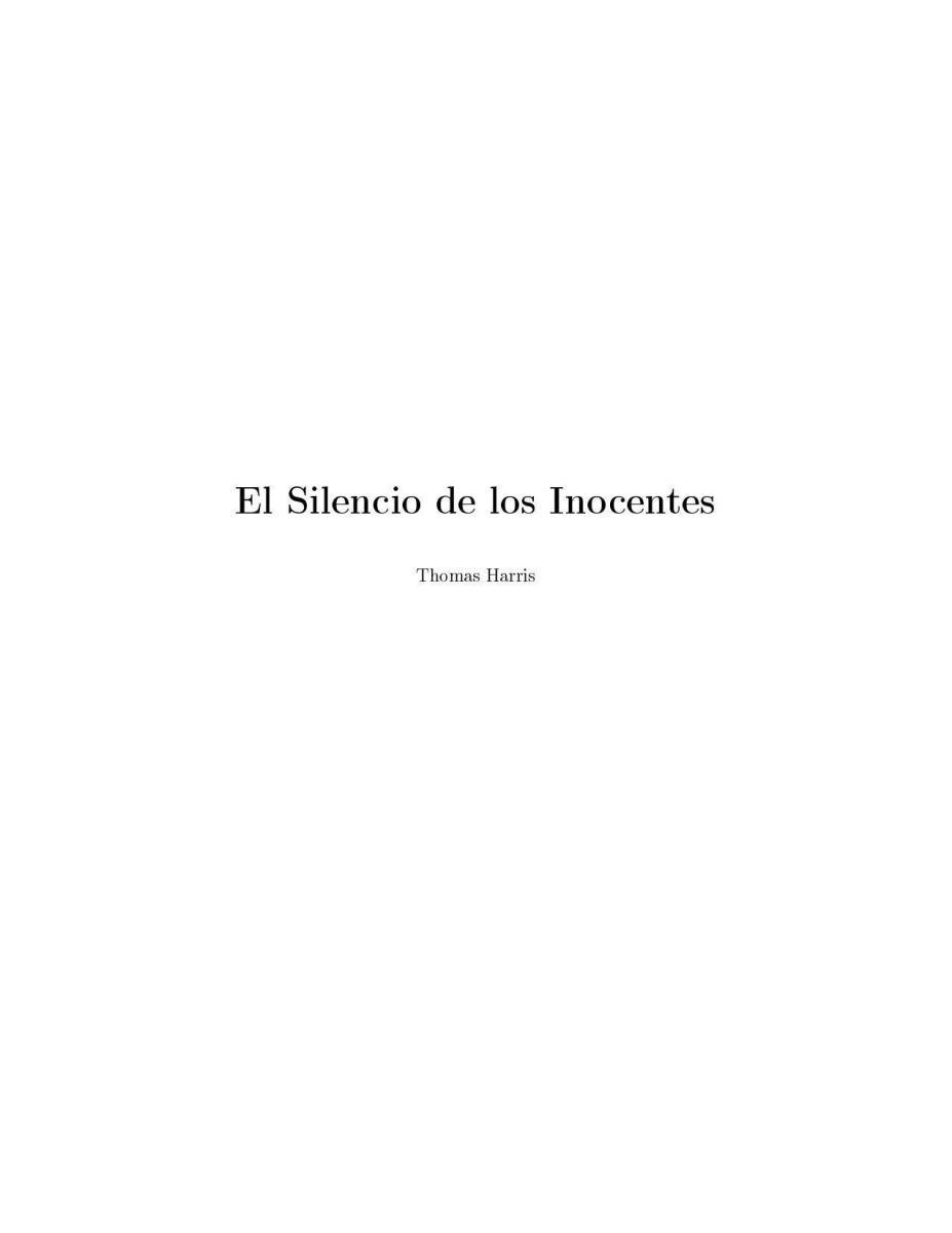 Portada de Hannibal Lecter 02 - El Silencio de los Inocentes